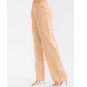 Tea & Cup Button Closure Khaki Women's Straight Leg Pants